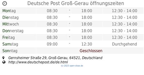 Deutsche Post AG Öffnungszeiten in Groß.